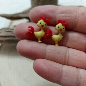 ROOSTER stud earrings Handmade Hypoallergenic